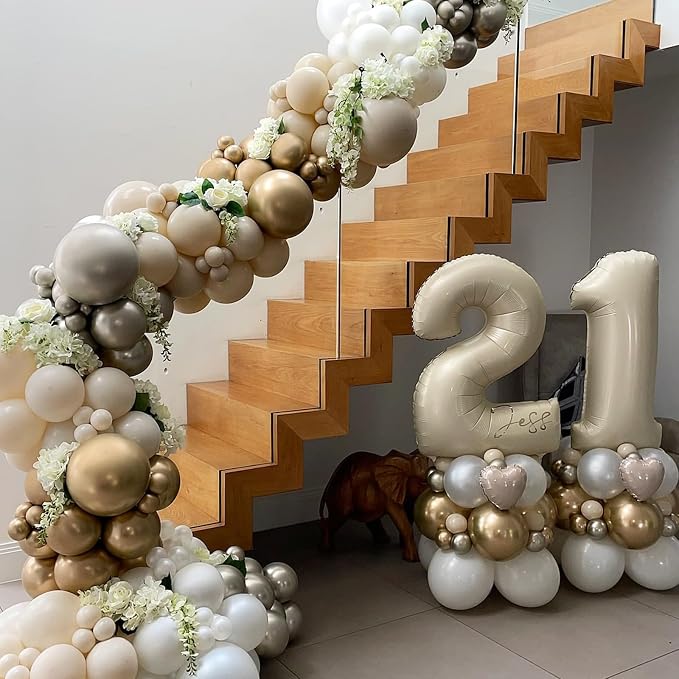 40 Inch Balloon Number 2 Beige, Large Foil Cream Number Balloons Set 0-9 - Image 3