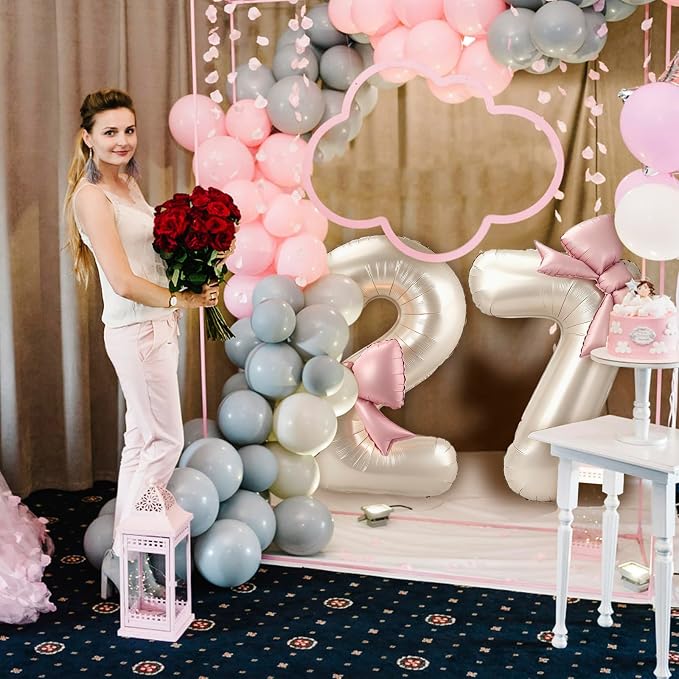 40 Inch Cream Number 7 Balloon - Image 6