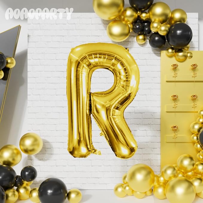 Letter Balloons Gold 40 Inch R Large Giant Big Foil Mylar Balloon | - Image 4