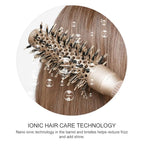 Round Brush with Boar Bristles, 1 inch Barrel, Nano Thermal Ceramic Ionic Tech for Straightening and Blow Drying, Gold