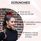 Scrunchies for Women & Girls, 12 Pcs Black Velvet Scrunchies - Soft Classic Elastic Hair Bands for a Secure Ponytail