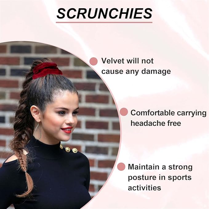 Scrunchies for Women & Girls, 12 Pcs Black Velvet Scrunchies - Soft Classic Elastic Hair Bands for a Secure Ponytail