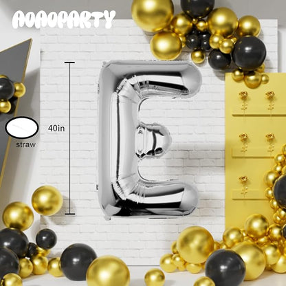Letter Balloons Silver 40 Inch E Large Big Foil Mylar Balloon | - Image 6