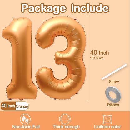 13 Balloon Number, 40 Inch Orange Foil Balloons Giant Jumbo Helium Number 13 or - Image 2