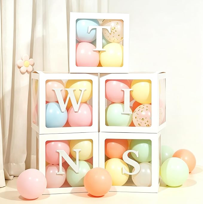 White Transparent Balloon Boxes, Balloon Box Blocks Backdrop - Image 4