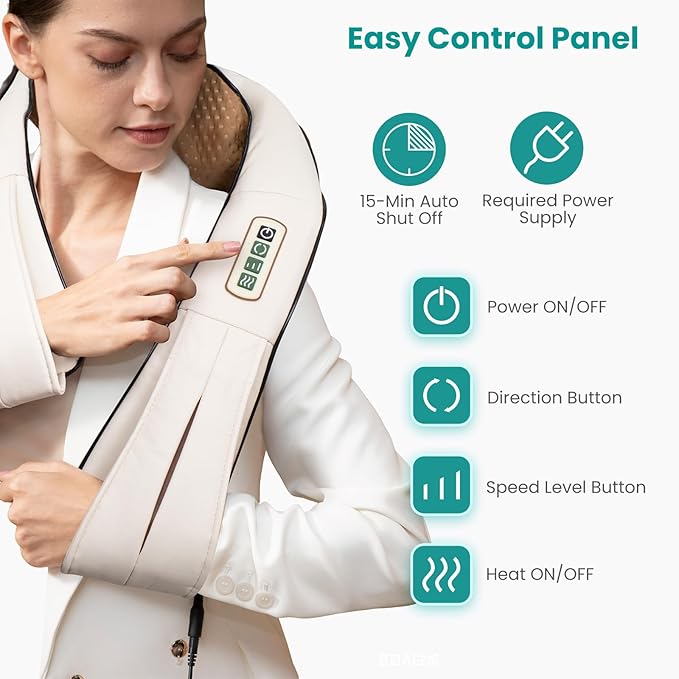Nekteck Neck Massager for Pain Relief Deep Tissue, FSA Eligible Shiatsu Back Massager with Heating 3D Kneading Massage Pillow for Shoulder Leg Muscle, Office Home Car Use, HSA Eligible, Plug-in Use
