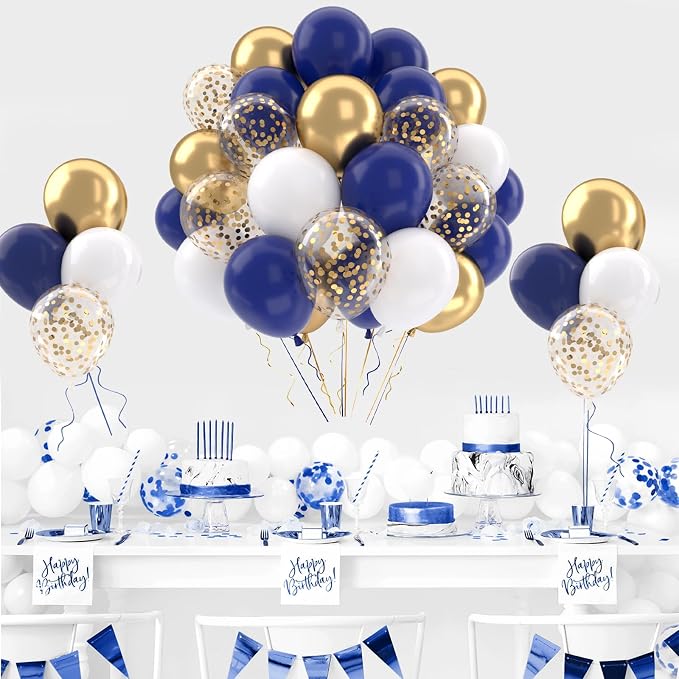 Patimate Navy Blue Gold Balloons Set - Image 7