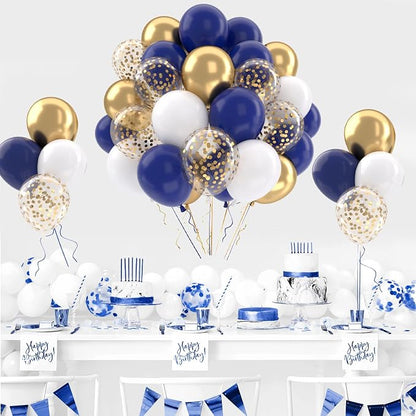 Patimate Navy Blue Gold Balloons Set - Image 7
