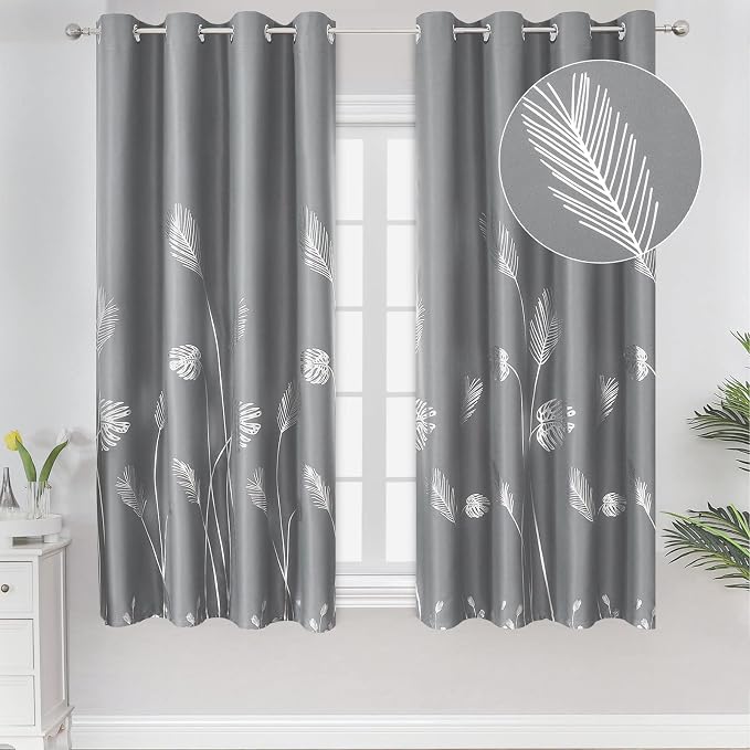 Silver Palm Tree Unique Design Pattern Blackout Curtains Energy Saving Curtains by ESTELARTEXTILER