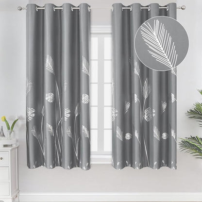 Silver Palm Tree Unique Design Pattern Blackout Curtains Energy Saving Curtains by ESTELARTEXTILER