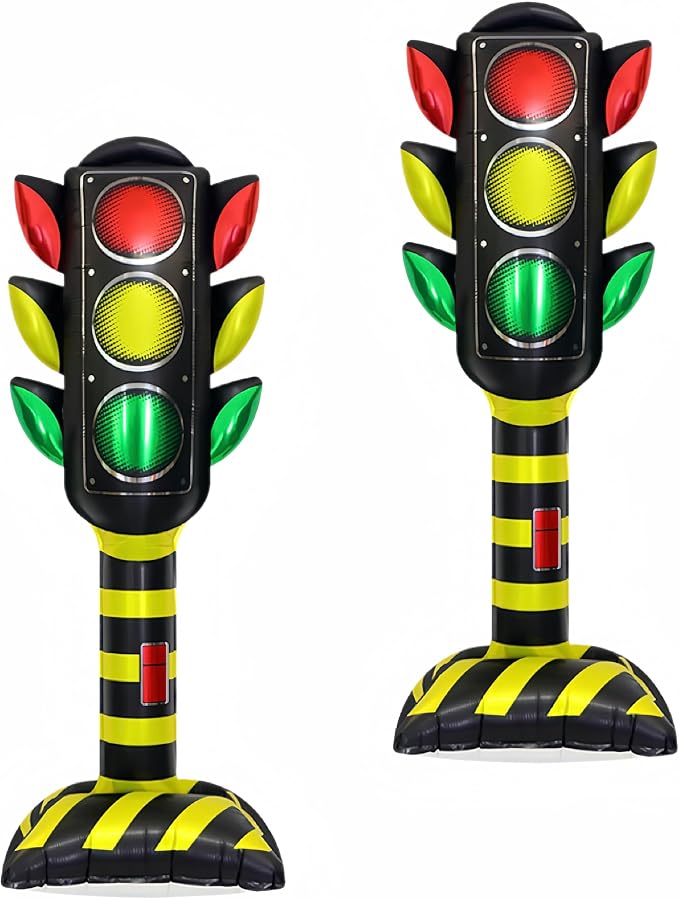 2Pcs Standing Traffic Light Balloons/Large Red Yellow Green Stoplight Balloons by baoonworlld