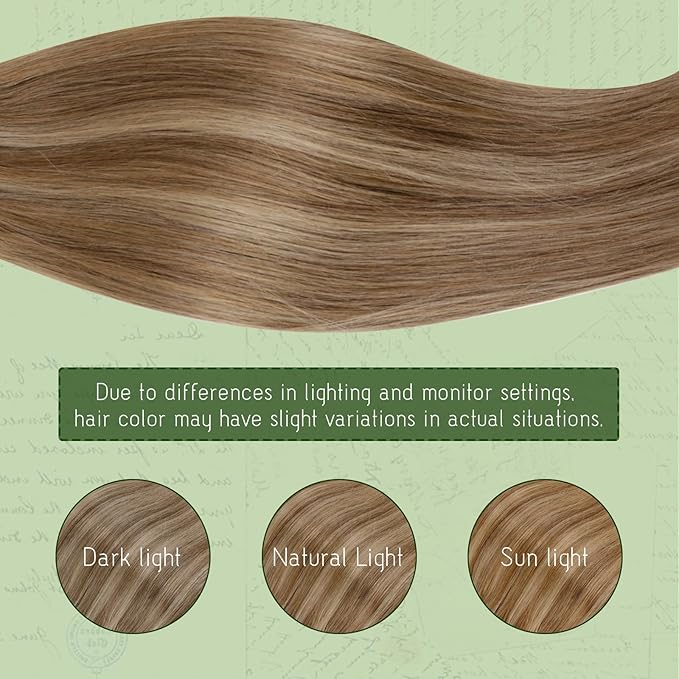 RUNATURE Clip in Hair Extensions Real Human Hair 150g 7pcs Dark Blonde Clip in Hair Extensions 24 Inch Long Straight Hair Can Be Styled #10P16 Dark Blonde Highlight Caramel Blonde