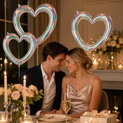 Iridescent Heart Balloons, Baby Shower, Engagement and Bridal Shower Decorations - Image 6
