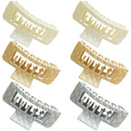 Strong Double Row Teeth Square Hair Clips 2 Rows Teeth Rectangle Claw Clips Women Girls 2 Row Claws Double Teeth Curly Straight Big Volume Thick Hair Accessories in Set 6pcs