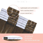 Sindra Invisi Edge Tape in Hair Extensions Human Hair 22 Inch 60g 20pcs Seamless Tape-ins Invisible Extensions Walnut Brown to Ash Brown and Blonde Straight Natural Looking