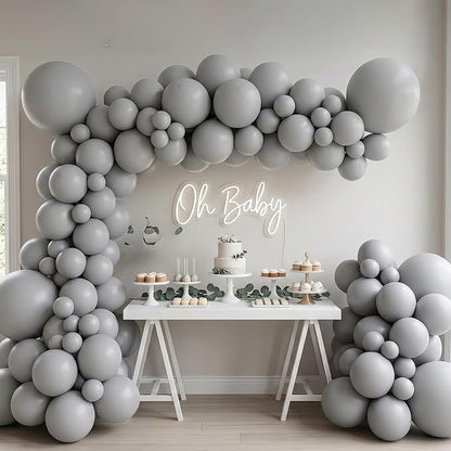 96Pcs 5/10/12/18 Inch Matte Gray Latex Balloon Garland Arch Kit | Gray Balloons - Image 6