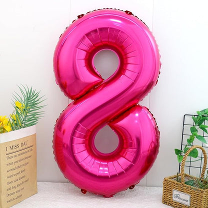 40 Inch Hot Pink Number 8 Balloon, Giant Number Balloons, Birthday Decor | - Image 2