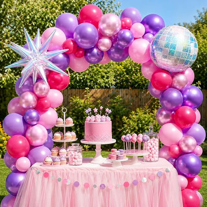 Pink Purple Balloons for Girls Party Decor | 12 Inch Pink Purple Balloons - Image 6