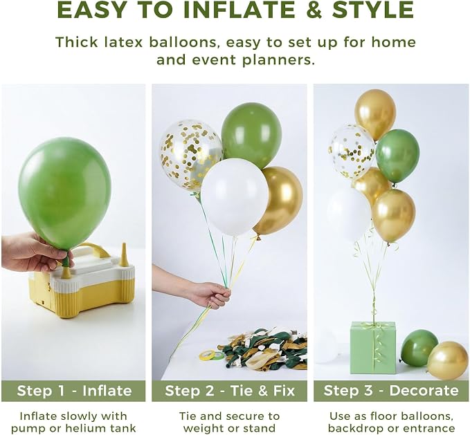 LOVESTOWN 150PCS Green White Gold Balloons Different Size of 18 12 10 5Inch | - Image 6