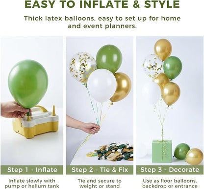 LOVESTOWN 150PCS Green White Gold Balloons Different Size of 18 12 10 5Inch | - Image 6