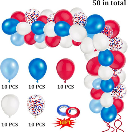 50 Party Balloons Red White Blue Balloons 12 Inches July 4th Birthday Latex - Image 3