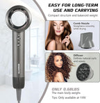 Hair Dryer with Diffuser,110000 RPM Blow Dryer with Magnetic Diffuser & Concentrator,4 Heat Settings & 3 Speed, Lightweight Ionic Hair Dryer for Women and Men
