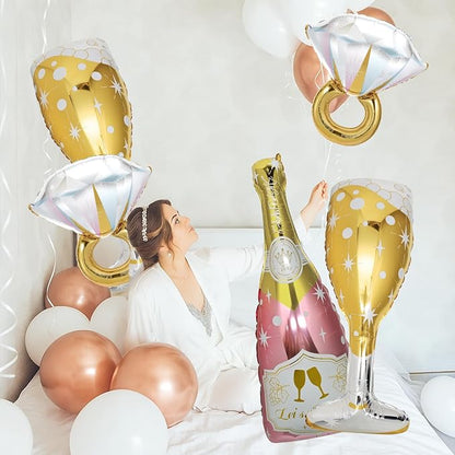 4 Pcs Diamond Ring Balloon, Huge Glitter Aluminum Foil Ring Balloons - Image 7