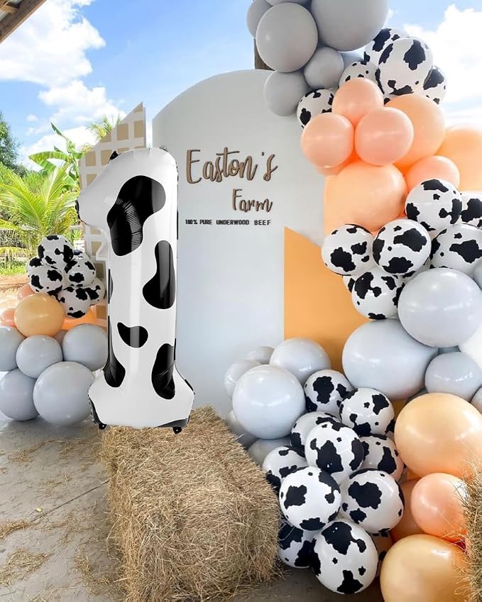 Cow Print Number 1 Balloon 40 inch, Cow Birthday Party Balloons Decorations | - Image 4