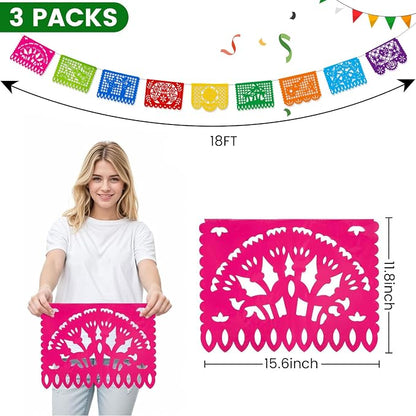 DOMESTAR 3 Packs 54 FT Mexican Party Banners, Fiesta Party Decoration | Papel - Image 7