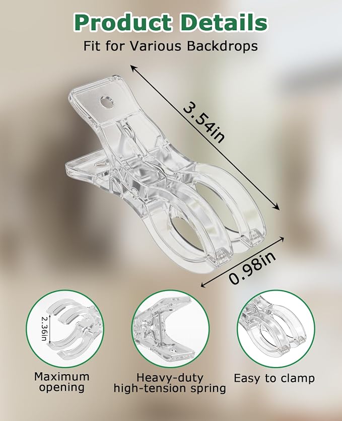 30PCS Large Balloon Arch Clips, 3.5 Inch Clear Heavy Duty Plastic Clip Spring - Image 7