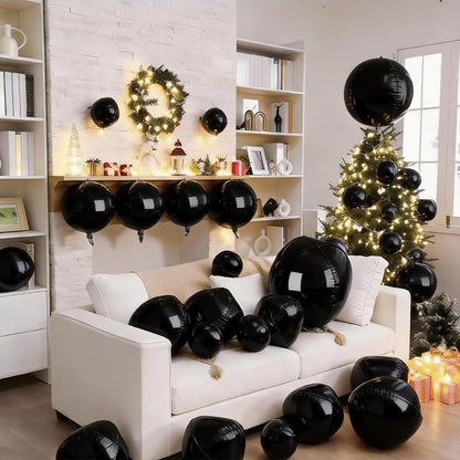 12 Pcs Black Foil Balloons, Different Size Metallic Black Balloons - Image 6