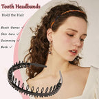 LAPOHI 8 PCS Non Slip Fashion Plastic Headbands with Teeth Skinny Hair Band Combs Hair Hoop Hair Accessory for Women Men Hair Decorations