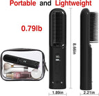 Hair Straightener Brush Cordless, 30s Fast Heating 300Million Negative Ions Hair Straightening Comb Frizz-Free with 6 Temps, 10000mAh Rechargeable Battery Portable for Women Travel Quick Touch-ups