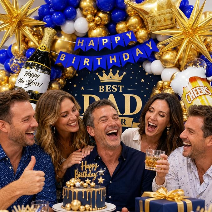 Royal Blue Gold Birthday Party Decorations 153pcs - Image 7
