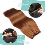YoungSee Sew in Hair Extensions Real Human Hair Copper Weft Hair Extensions Copper Colorful Human Hair Extensions Sew in for Women 100G 16Inch