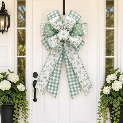 Sage Green Wired Ribbon, 4 Rolls 2.5 Inch Decorative Gingham Ribbon - Image 6