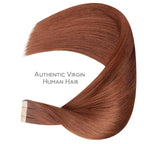 WENNALIFE Tape in Hair Extensions Human Hair, 20pcs 60g 26 inch Dark Auburn Copper Remy Hair Extensions Straight Human Hair Tape in Extensions Tape Ins Straight Extensiones De Cabello Humano