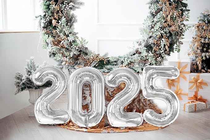 Number Balloon Birthday Decorations, 40In Silver Balloons - Image 2