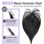 14 Inch Hair Topper For Women Real Human Hair Invisible Hairpiece for Thinning Hair, Jet Black Real Human Hairpiece for Women