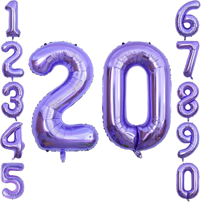 Purple Number 20 Balloon 40 Inch, Large Lavender Foil Mylar Number 20 Balloons by Unknown