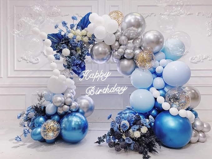 10pcs 18 inch Metallic Blue Balloons, Thick Latex Chrome Helium Balloons - Image 3