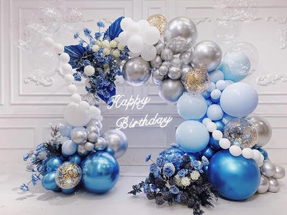 10pcs 18 inch Metallic Blue Balloons, Thick Latex Chrome Helium Balloons - Image 3