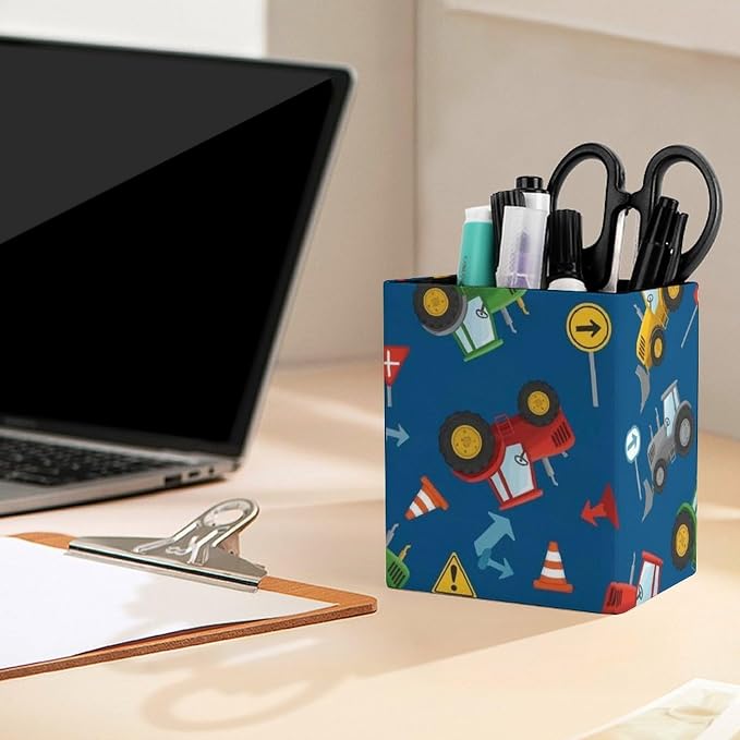 Pencil Holder for Desk, Leather Desktop Container Pen Cup Storage Pen Organizer - Image 5