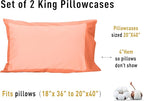 Sunflower King Pillowcases Set of 2, 100% Cotton King Size Pillow Cases 2, 20×40 inches Coral, Soft and Breathable