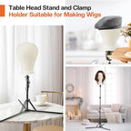 Neverland Beauty & Health 23 Inch Wig Head, Wig Stand Tripod with Head, Wig Head Stand with Mannequin Head for Wigs, Wig Stand with Head, Adjustable Tripod Manikin Head Set for Cosmetology(White)