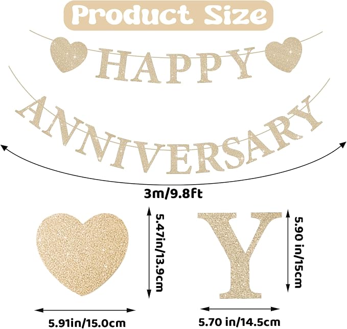 Pre-Strung Wedding Anniversary Decorations Romantic, Couples Shower Decorations - Image 2