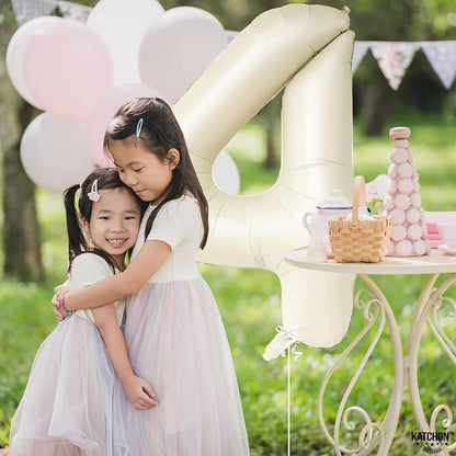 KatchOn Cream White 4 Balloon Number 40 Inch, 4th Birthday Decor - Image 3