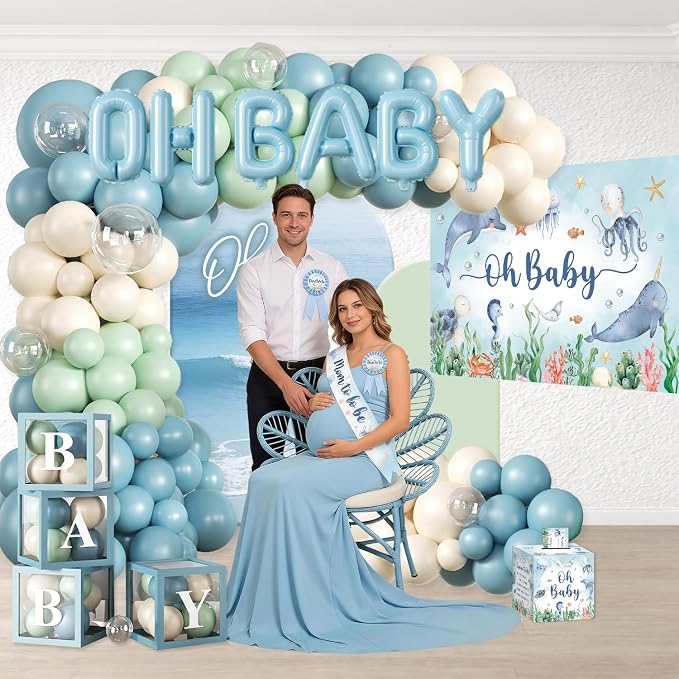 Cocomigo 347PCS Under the Sea Baby Shower Decorations Set Serves 25 | Includes - Image 4