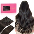 WENNALIFE Clip in Hair Extensions, 150g 16 Inch 9pcs Dark Brown Remy Hair Thicker Double Weft Extensiones De Cabello Humano Con Clip Ins Straight Full Volume