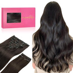 WENNALIFE Clip in Hair Extensions, 150g 14 Inch 9pcs Dark Brown Remy Hair Thicker Double Weft Extensiones De Cabello Humano Con Clip Ins Straight Full Volume